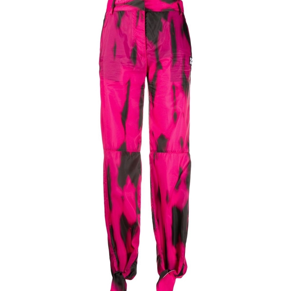 Authentic Tie dye off-white high waist straight leg trousers